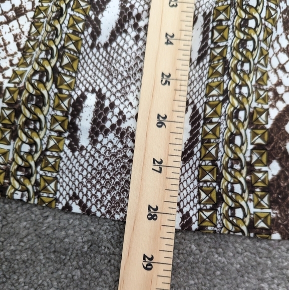 MICHAEL Kors Mixed Snake Print Georgette Shift Gold Chain Brown Dress Size 10 - Picture 9 of 15
